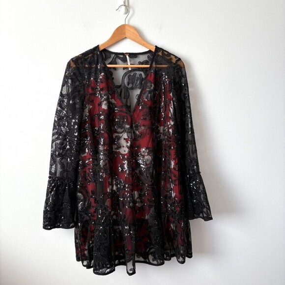 Free People Falling Flowers Sequins Frock Dress Size XS - Picture 6 of 10